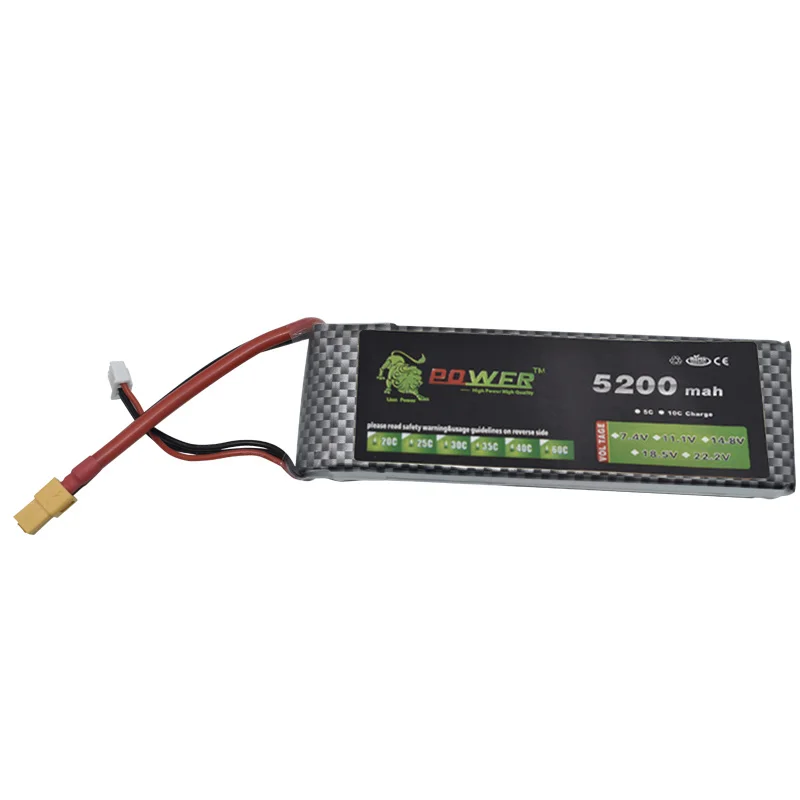 7.4V 5200mAh Lipo Battery 30C/40C 2S Battery 2S LiPo 7.4 V 5200 mAh 30C 2S 1P Lithium-Polymer Batterie Rechargeable For RC car