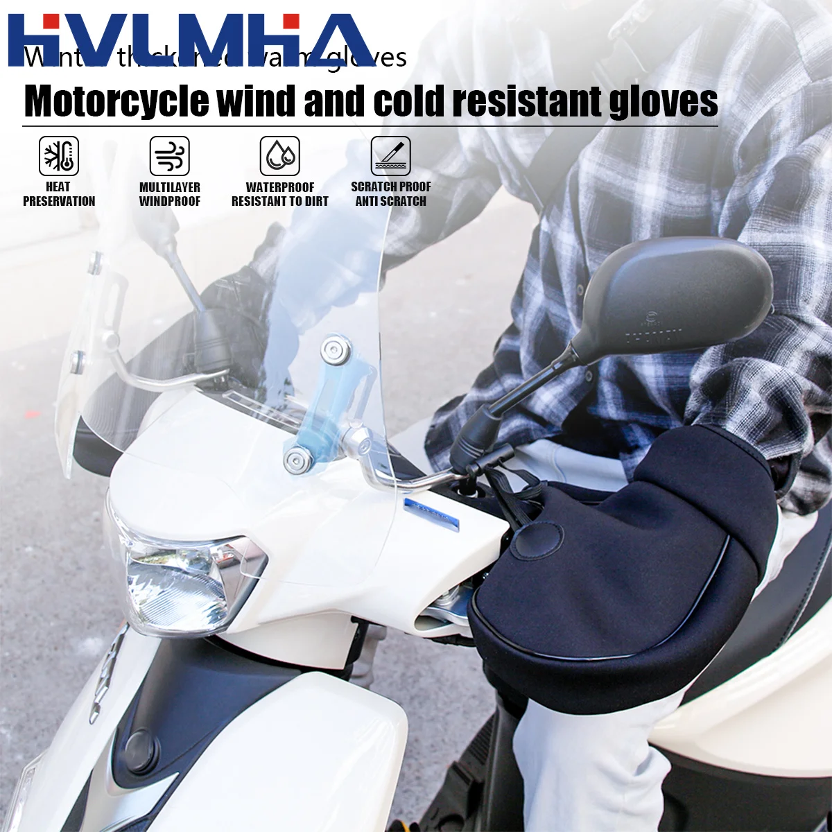 Motorcycle Thick Warm Handlebar Muff Waterproof Scooter Grip Handle Bar Muff Winter Protective Warmer Thermal Cover Gloves