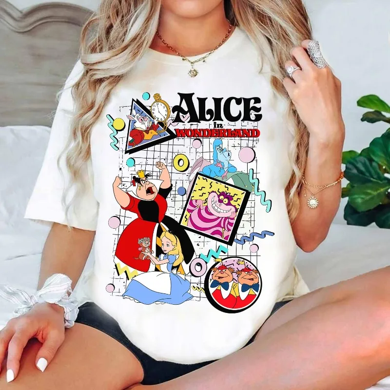 

90s Retro "Alice's Adventures in Wonderland" Character Group T-shirts, Disney Princess Alice T-shirts, Disney Journey 2025