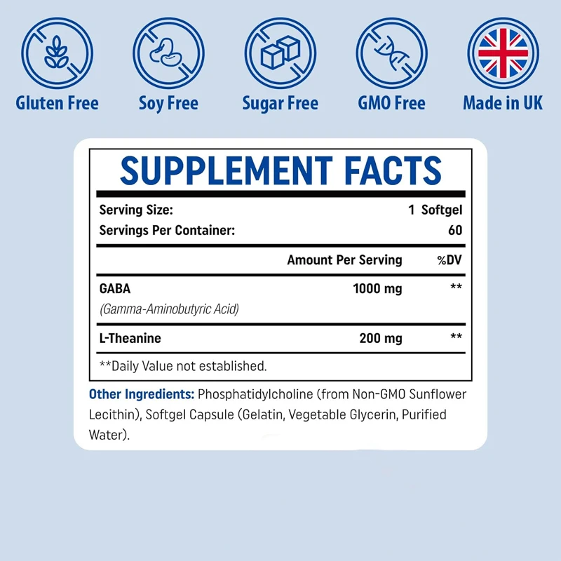 ガバ-接着剤なしのカプセル,血糖値計付きサプリメント,高品質,1200mg, 60カプセル,成人用