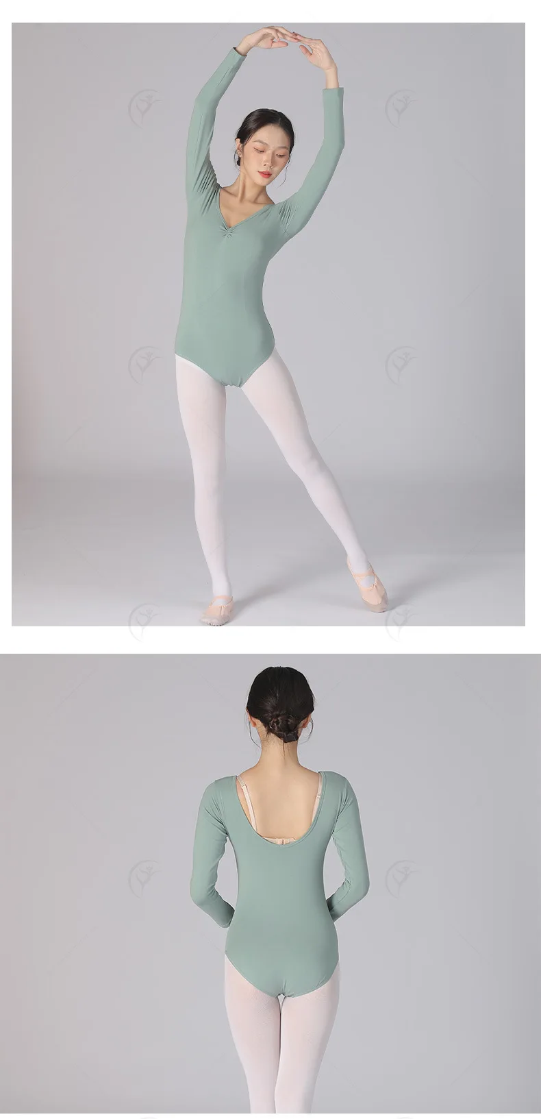 Ballett-Trikots für Damen, Tanzbekleidung, Ballerina-Kleidung für Erwachsene, Langarm-Trikot, Yoga-Ballerina-Tanzkostüm – Detail 9