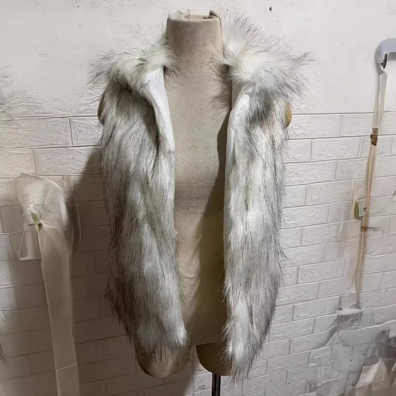 Women's Clothing Autumn Winter New Waistcoat Faux Fur Vest Mid-length Stand-up Collar Artificial Fur Coat Sleeveless Jacket