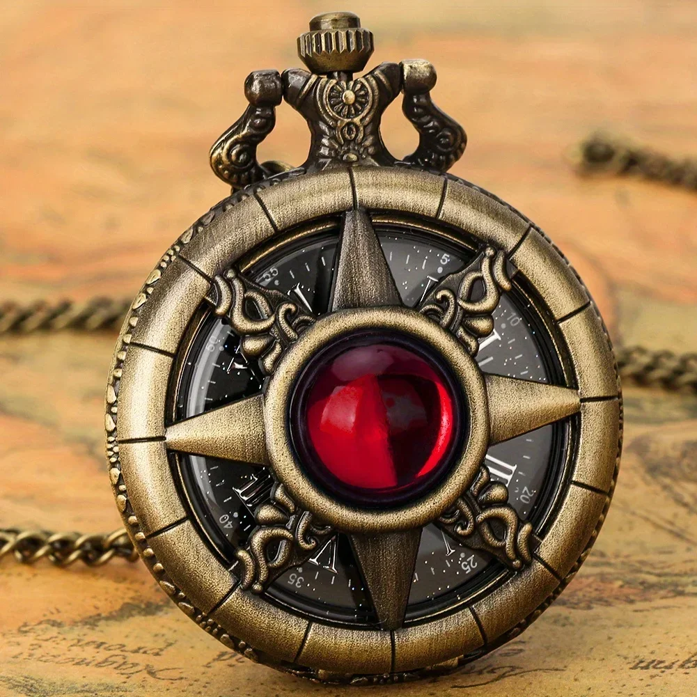 AAABCY2K Cartoon Anime Round Pointer Quartz Watch Vintage Rhinestone Cosplay Necklace Chain Watch For Women Men Collector Gift