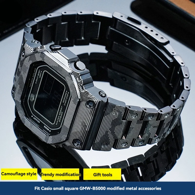 

For G-SHOCK Casio Small Silver Block Gold Black Block 3459 GMW-B5000 Series Camouflage Stainless Steel Strap Case Accessories