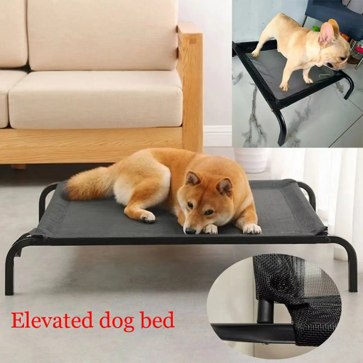سرير مرتفع للكلاب قابل للطي سرير تخييم للحيوانات الأليفة بيت كلب القط محمول قابل للإزالة وقابل للغسل بيت قطط جرو سرير كلب #3