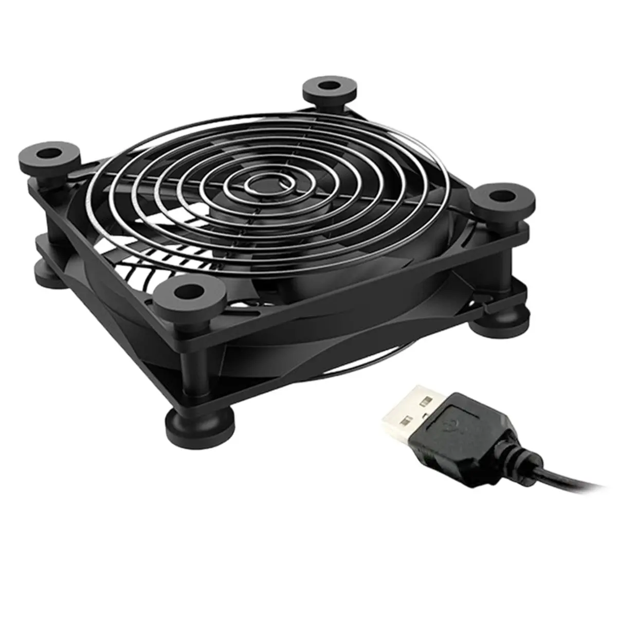 [VALUE PACK]120mm 5V USB Exhaust Cooling Fan with Metal Mesh Foot Mat for Router TV-Box Optical Modem Amplifier Router