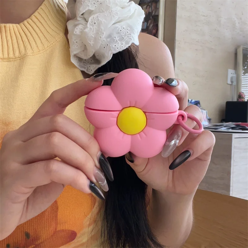 

For AirPods 4 Case Protect Cover For Apple Airpods 1 2 3 4 Pro Pro 2 Pink flower girl Silicone Earphone Case Accessories Cover