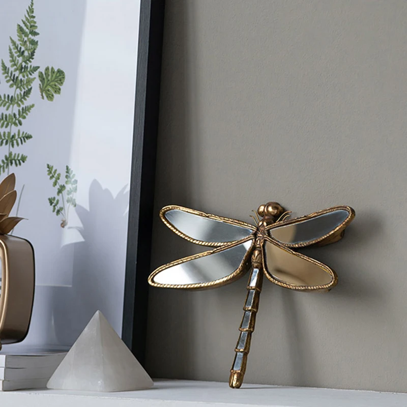 Luxury Retro Insect Wing Resin Butterfly Dragonfly Pendant Living Room TV Background Mirror Wall Hanging Ornaments Crafts