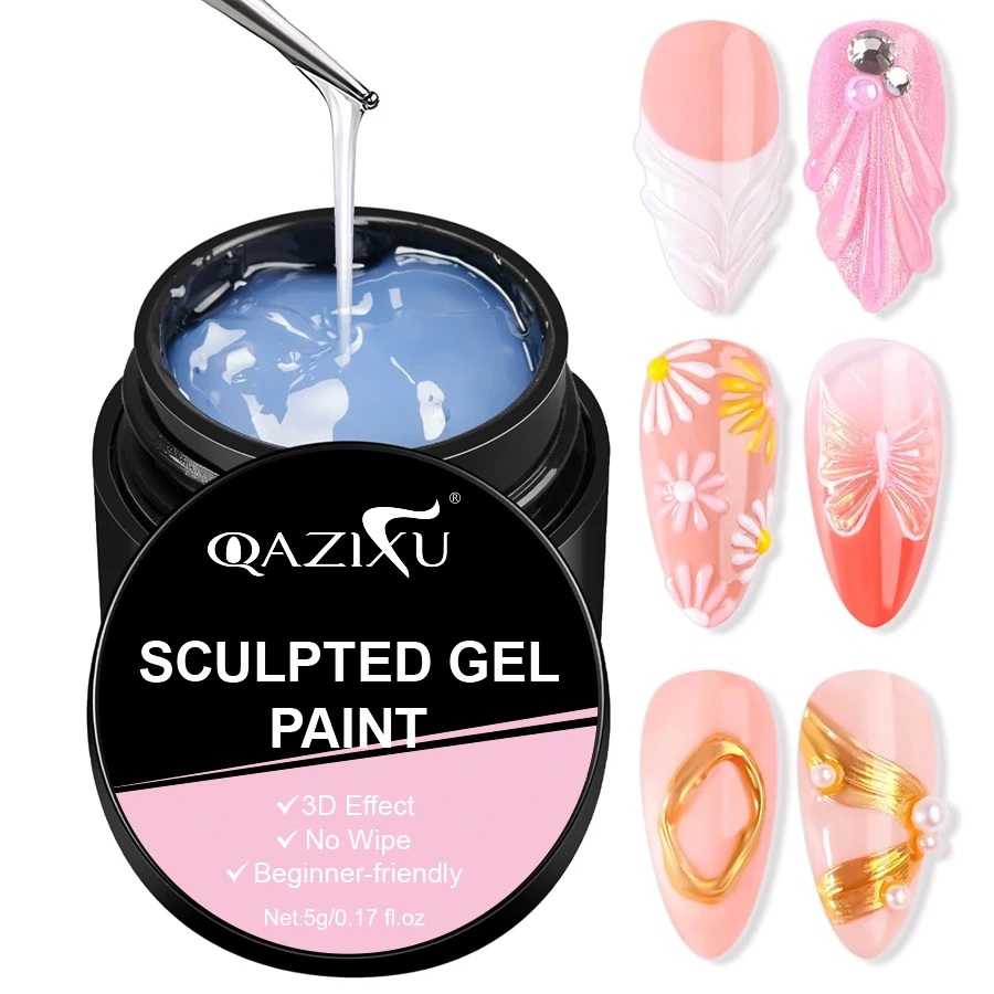 QAZIXU 3Dジェルネイルアート スカルプティングジェル ネイルデザインDIYネイルアート ペイントDIYネイルカービングジェル ネイルペイントツール用