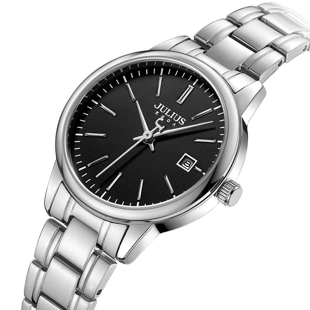Julius couple Watch JA 1205 Dress Pair Watches for lover gift Watches for wedding Stainless Steel Watch Auto Date Dropshipping AliExpress