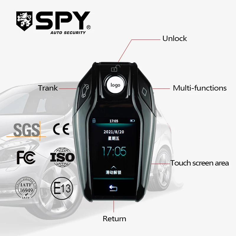 SPY 2 Way Smart LCD Car Key Universal Keyless Entry System Automobile Vehicle OEM Original Key Retrofit LED Touch