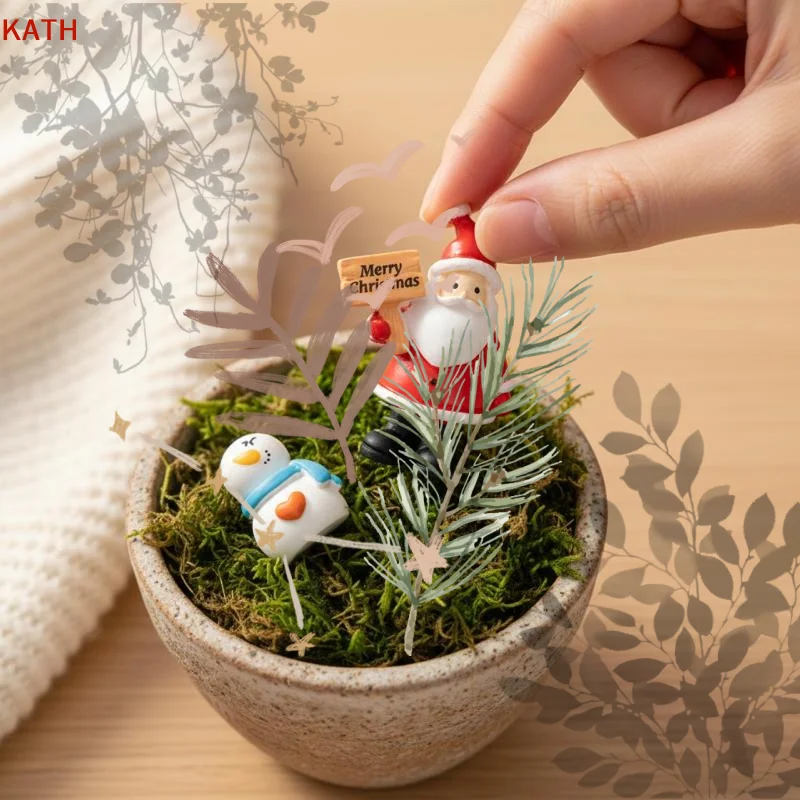 Mini Christmas Resin Figurine Set With Santa Snowman Designs Perfect For Desktop Decor Micro Landscape Holiday Ornaments