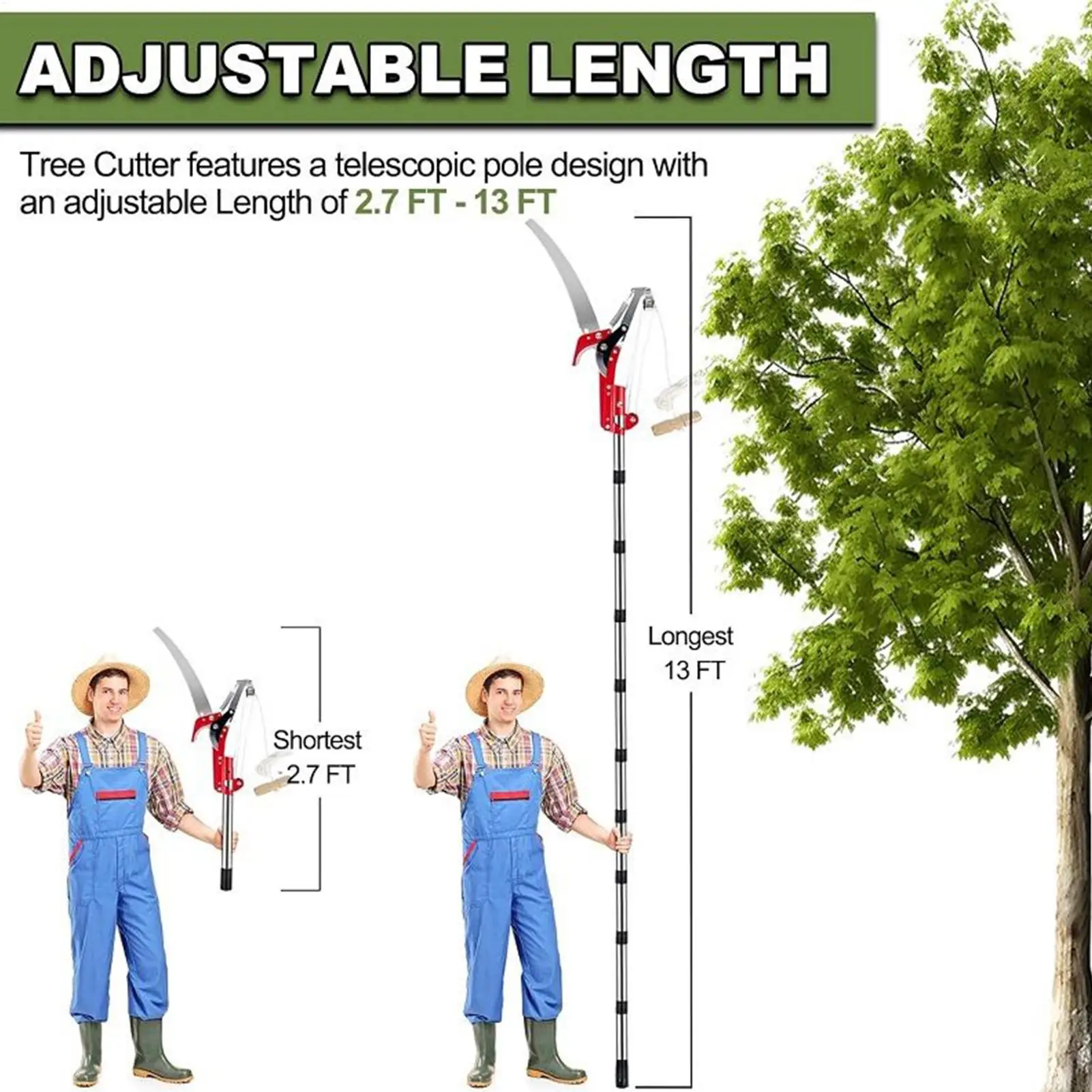 Manual Pole Pruner Lightweight Telescoping Extendable Tree Pruner For Backyard Orchards Flowers Vineyards Large Farmlands