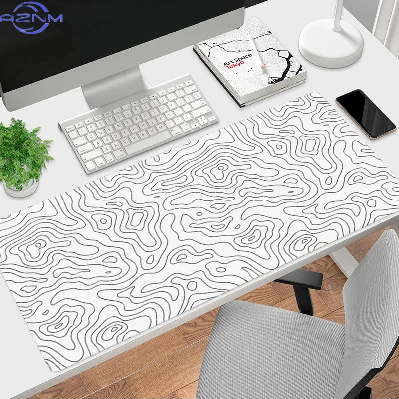 Tapis de souris à lignes noires et blanches, impression HD, pour ordinateur, tapis de jeu, clavier, PC, tapis de bureau