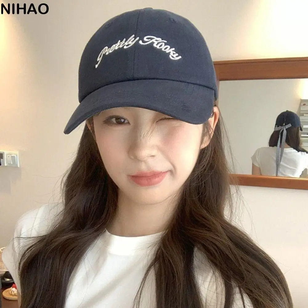 

Cotton Letter Baseball Cap Adjustable UV Protection Bow Strap Baseball Cap Casual Korean Version Plaid Bow Protection Hats