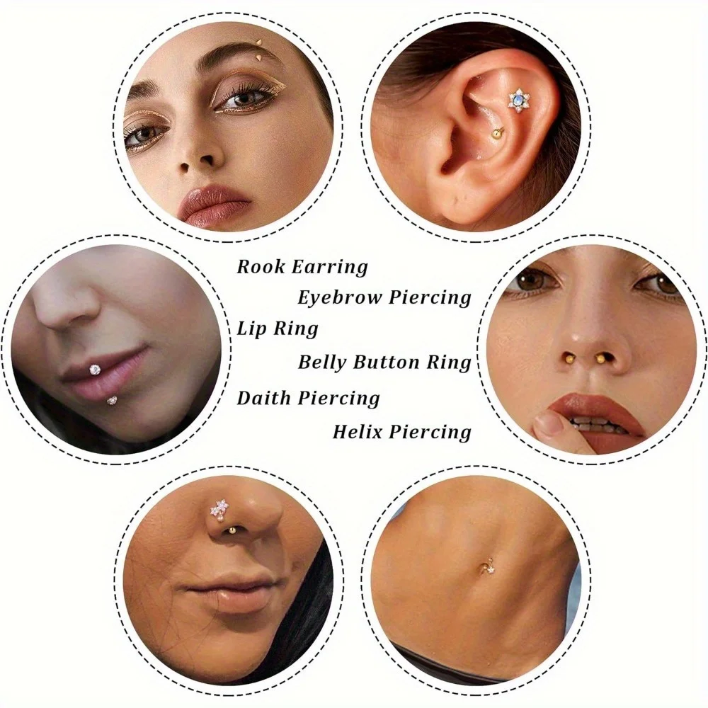 Florideco 1PC Rvs Rook Piercing Sieraden Rook Oorbellen voor Vrouwen Mannen Wenkbrauw Ringen Gebogen Barbell Lip Ring Kraakbeen