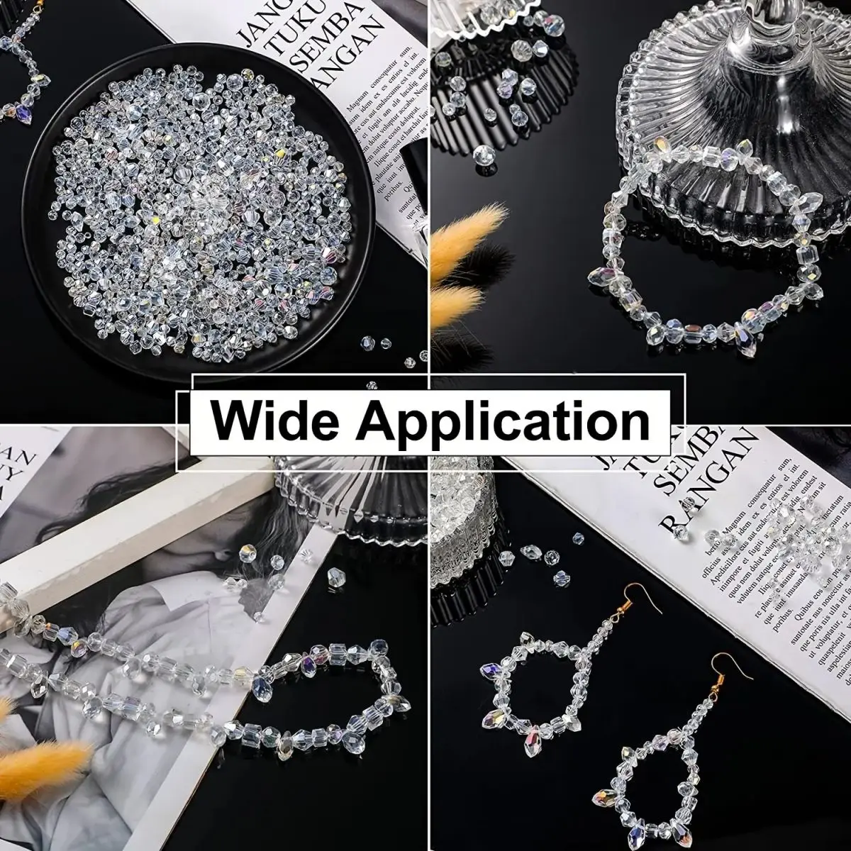 300pcs Mixed Sizes Crystal Rondelle Light AB Gems Loose Beads Clear Crystal Glass Crafts Shiny Jewelry DIY Necklace Kit image 5