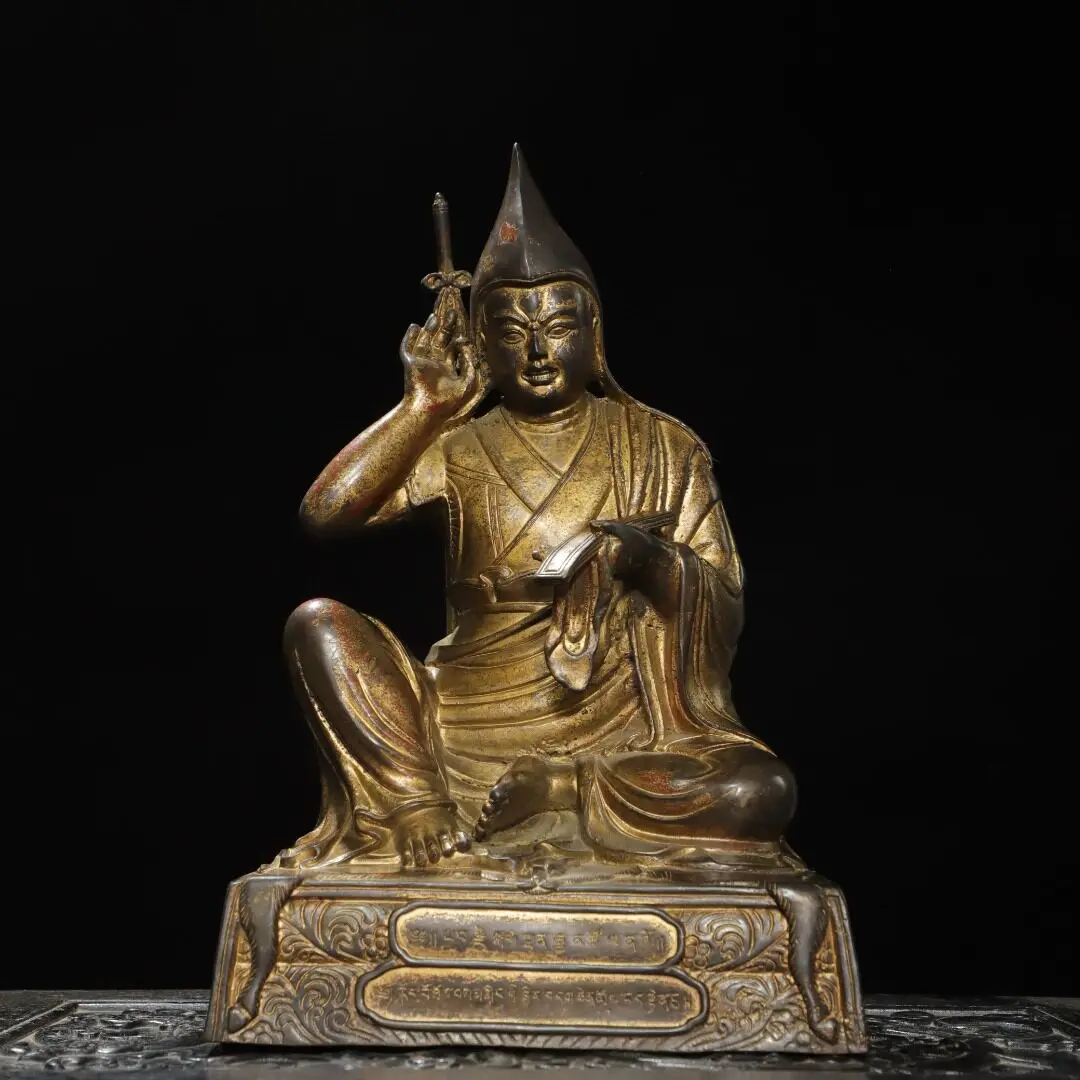Tsongkhapa Worship Statue Brass Clay Gold Antique Copper Home Temple Desk Decorative Craft