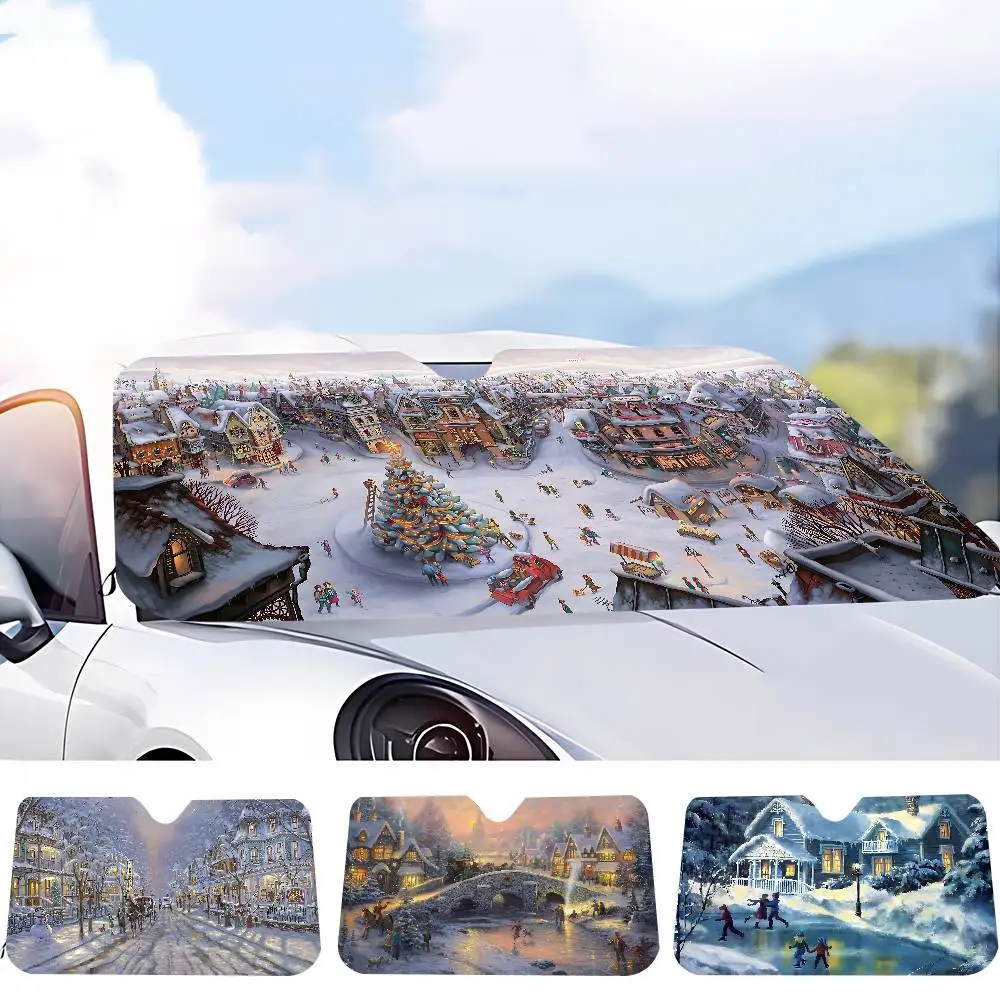 

Художественный рождественский автомобильный солнцезащитный козырек, лобовое стекло, шокованные солнцезащитные козырьки на переднее окно автомобиля, сохраняют автомобиль, прохладный УФ-защита