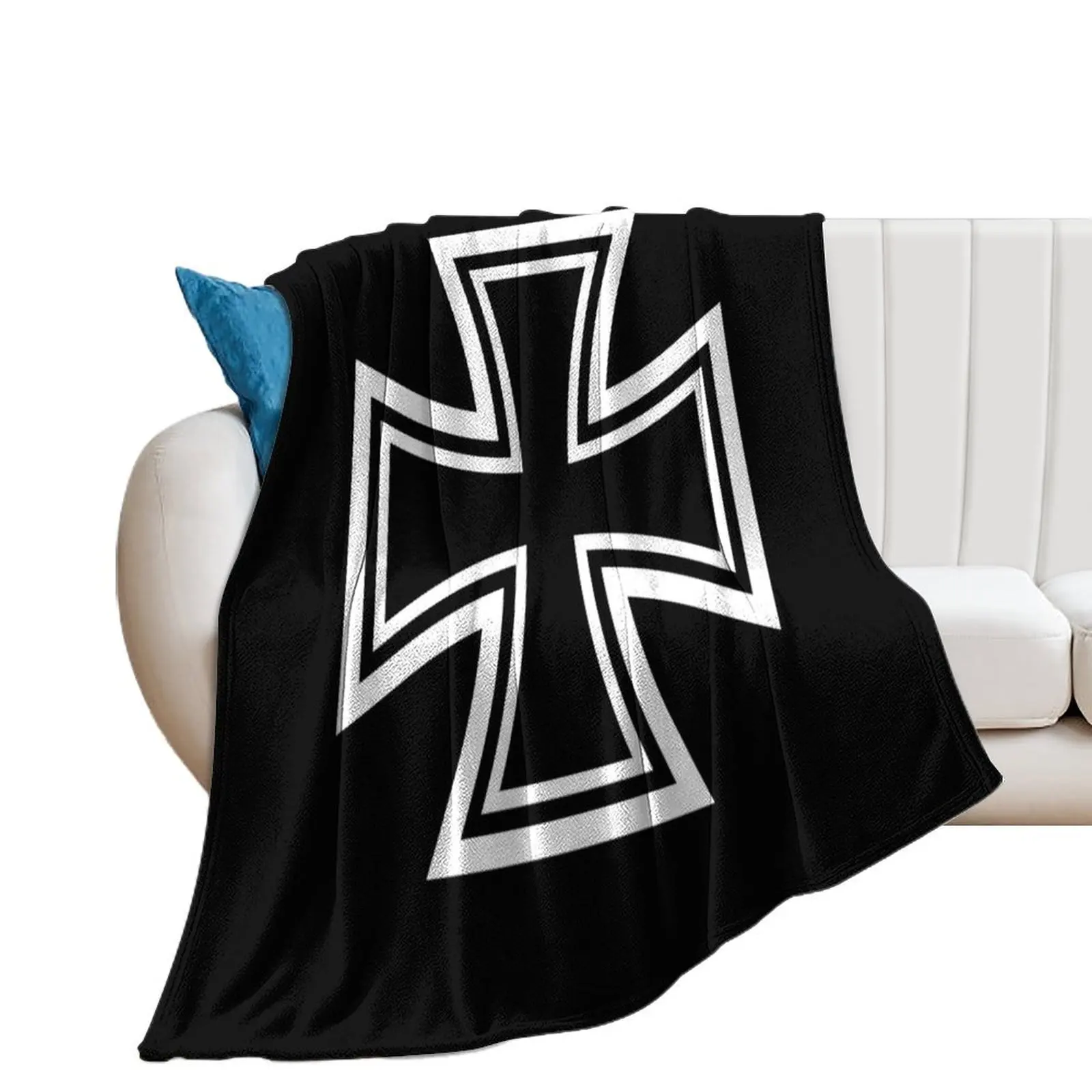 Iron Cross Throw Blanket Cute Flannel Decorative Sofa Blankets