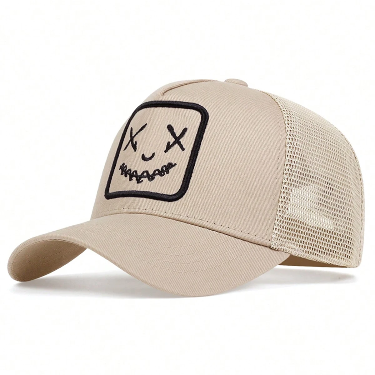 Baseballkappen mit Smile-Face-Stickerei für Damen und Herren, verstellbare Snapback-Kappen aus Baumwolle, Hip-Hop-Mesh-Kappen, Sommer-Outdoor-Sonnenhüte, Dad-Hats – Detail 9