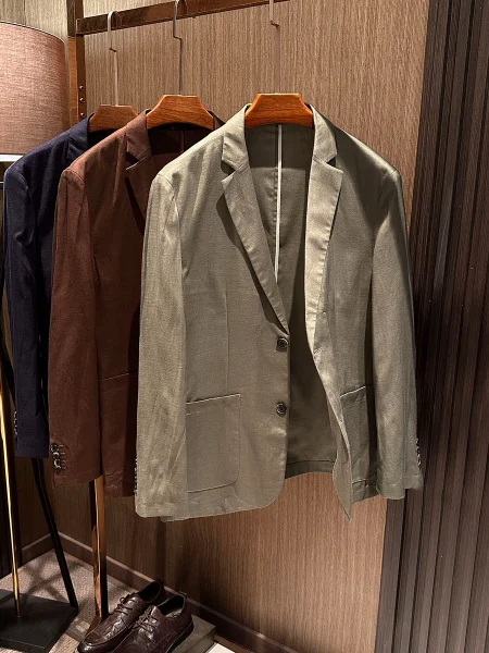 

Мужской шерстяной костюм для повседневной носки, весна 2026, высококачественный, для отдыха, с льняными элементами, с пуговицами, стандартный крой, дышащий, немнущийся