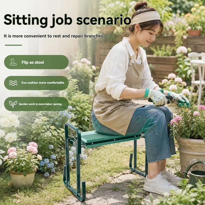 Soft EVA Pad Garden Stool, Multifunctional Kneeling Bench, Comfortable Support For Gardening, Outdoor Plant Care And Daily Farm