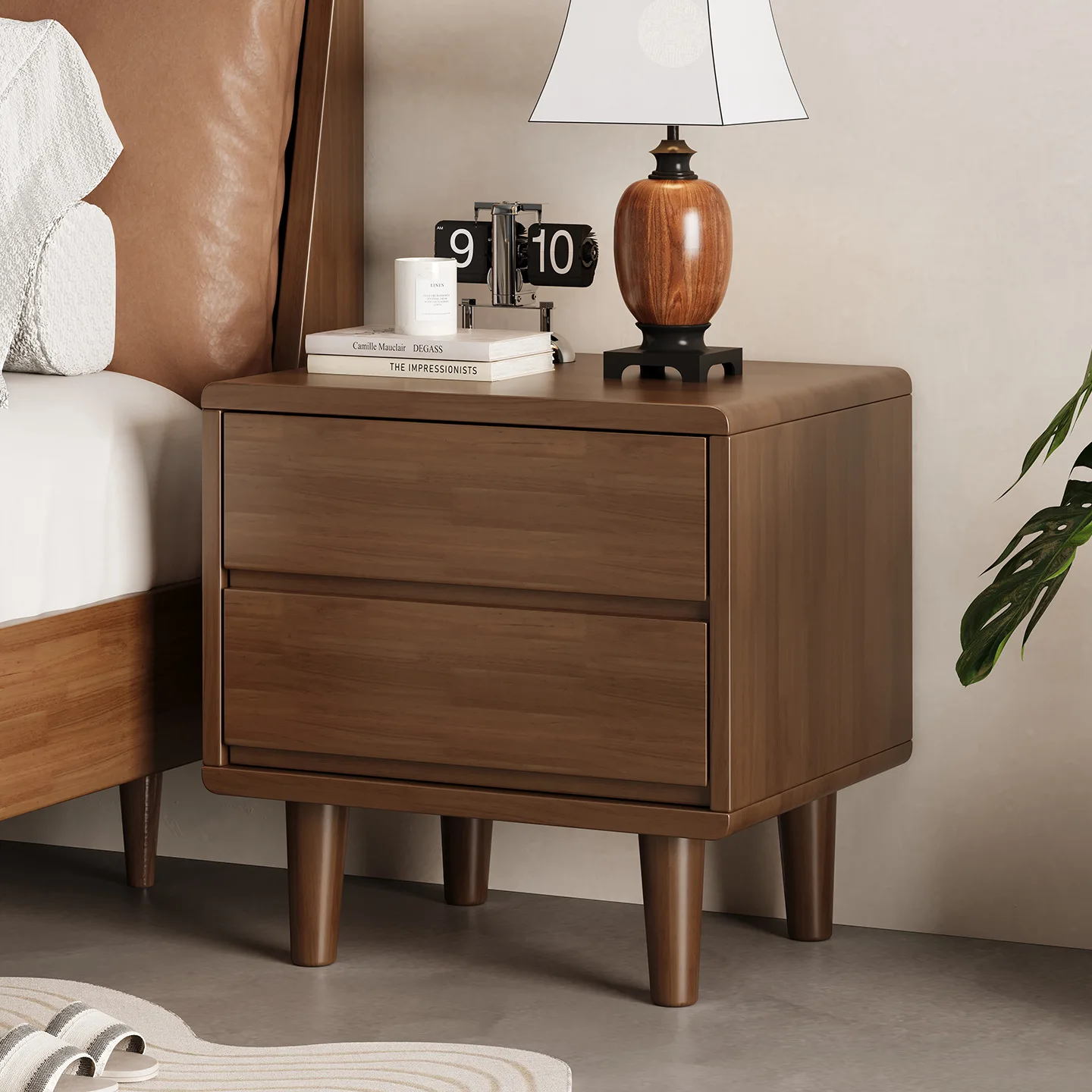 Solid wood bedside table simple high-end household small storage cabinet light luxury bedroom bedside table