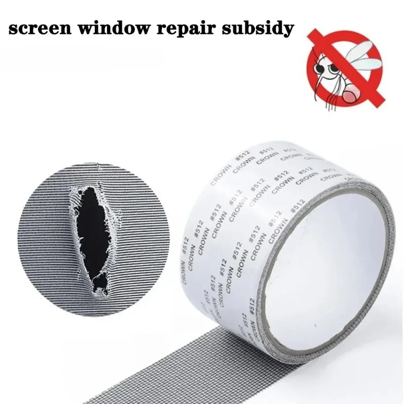 Cinta Adhesiva Fuerte para Reparación de Mallas de Ventanas, Parche de Malla de Fibra de Vidrio para Reparar Agujeros y Roturas, Kit de Reparación de Mallas Antimosquitos para Puertas