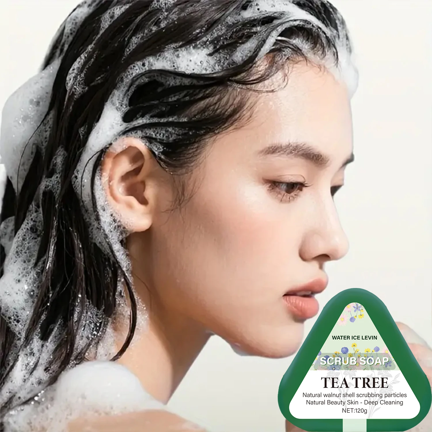 

Tea Tree Scrub Soap: Walnut Shell Particles, Deep Cleansing, Gently Cares & Hydrates All Hair Types