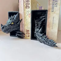 3d Dragon Bookend Bookstand Sculpture Fantasy Animal Ornaments Book Holder Desktop Bookshelf Decor Figurine Home Decoration
