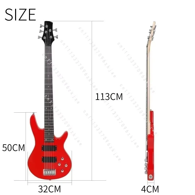 5 Strings Electric Bass 24 Frets Maple Body Neck Bass Guitar Stringed Instruments Electric Bass Guitar with Guitar Parts