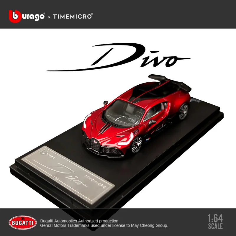 새로운 재고 Bbugo Tm 1:64 레드 드래곤 Bugatti Chiron Divo 시뮬레이션 합금 소형 다이 캐스팅 자동차 모델 맞춤 어린이 장난감 선물
