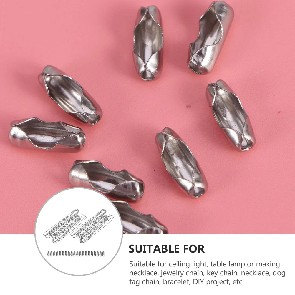

2 Sets 10PCS Stainless Steel Chain Necklace Heavy Duty Metal Bead Chains Adjustable for Dog Tags Jewelry Making Bracelet