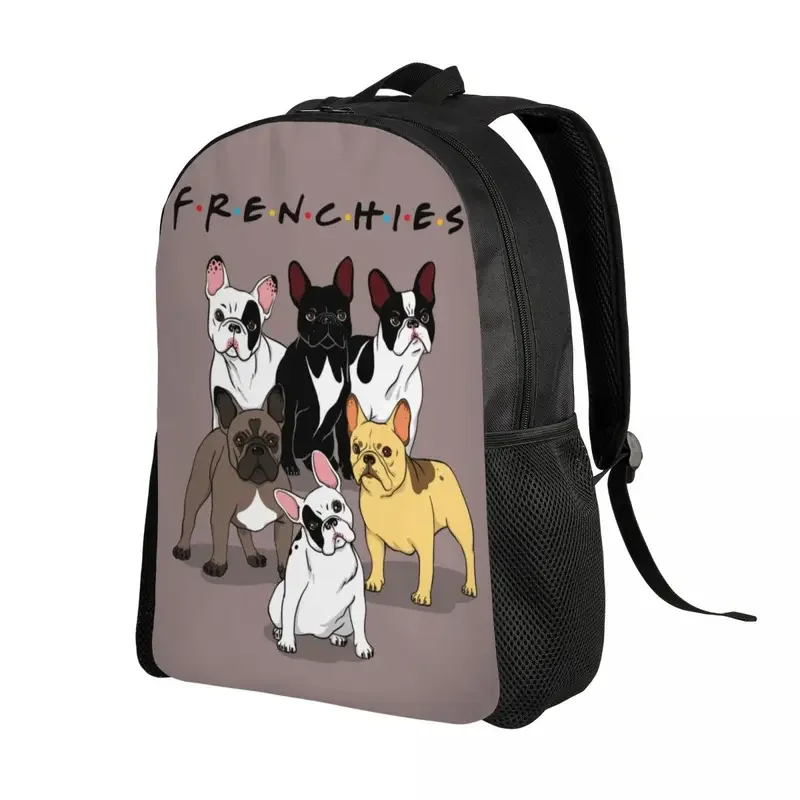 Funny Frenchies French Bulldog Backpacks for Women Men Waterproof School College Dog Animal Bag Printing Bookbag