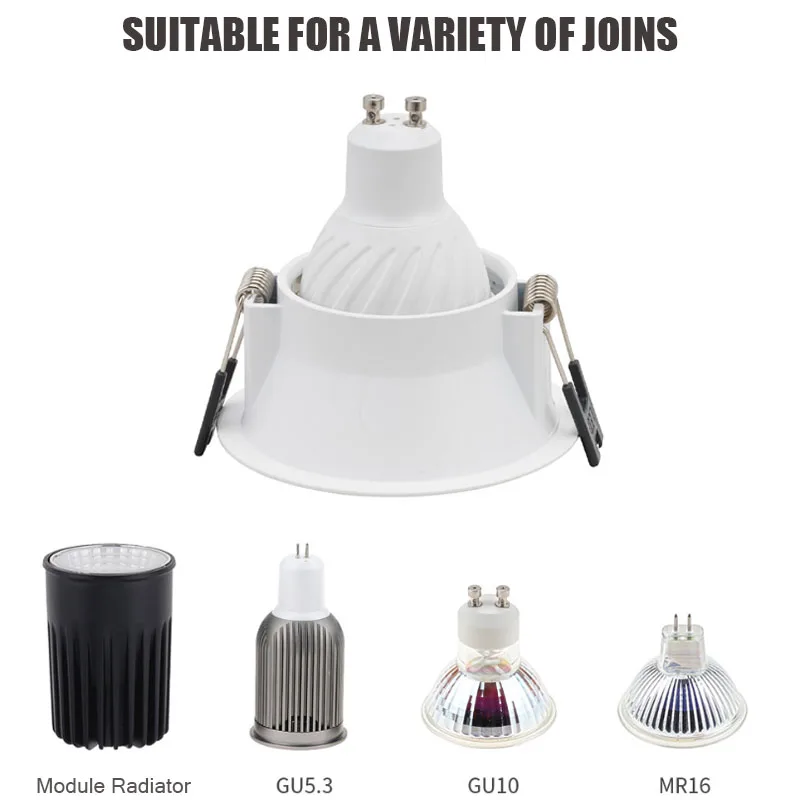 Led Ceiling Spot Light Frame Aluminum MR16 GU10 Base Downlights Fitting Mounting for Living Room Home Office Commercial Lighting