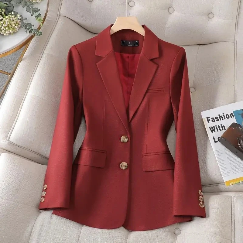 

2025 Spring New Women Blazer Jacket Ladies Black Single Breasted Long Sleeve Female Business Work Wear Formal Coat