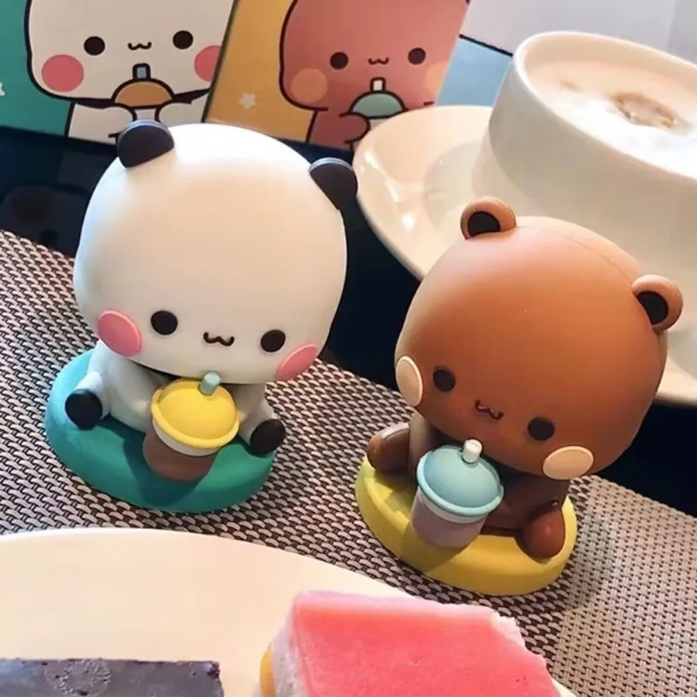 Cute Panda Bear Figure Gift Collectible Bubu Dudu Animal Toy Doll Ornament Kawaii Cartoon Miniatures Home Decoration