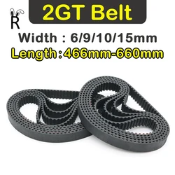 Belt Length 466mm-660mm GT2 Synchronous Belt 2M 3D Printer Belt Width 6/9/10/15mm 2GT Timing Belt Rubber Closed Loop Pulley Belt