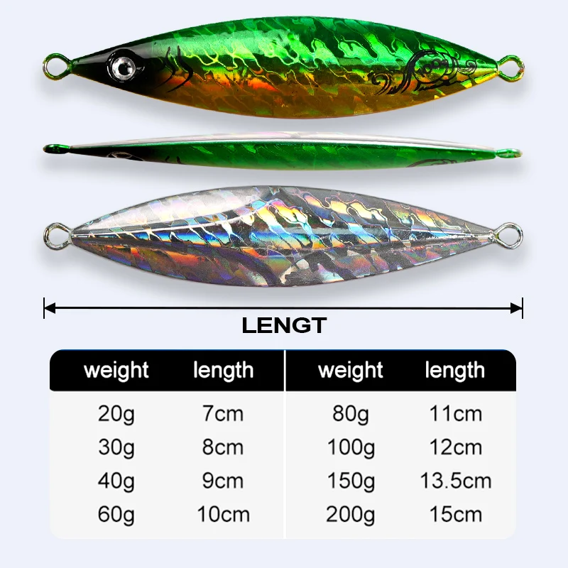 Jigging Spoon Metal Plate Fishing Lure 20g 30g 40g 60g 80g 100g 150g 200g Shore Casting Jig Sea Bass Fast Sinking Bait Jerkbait