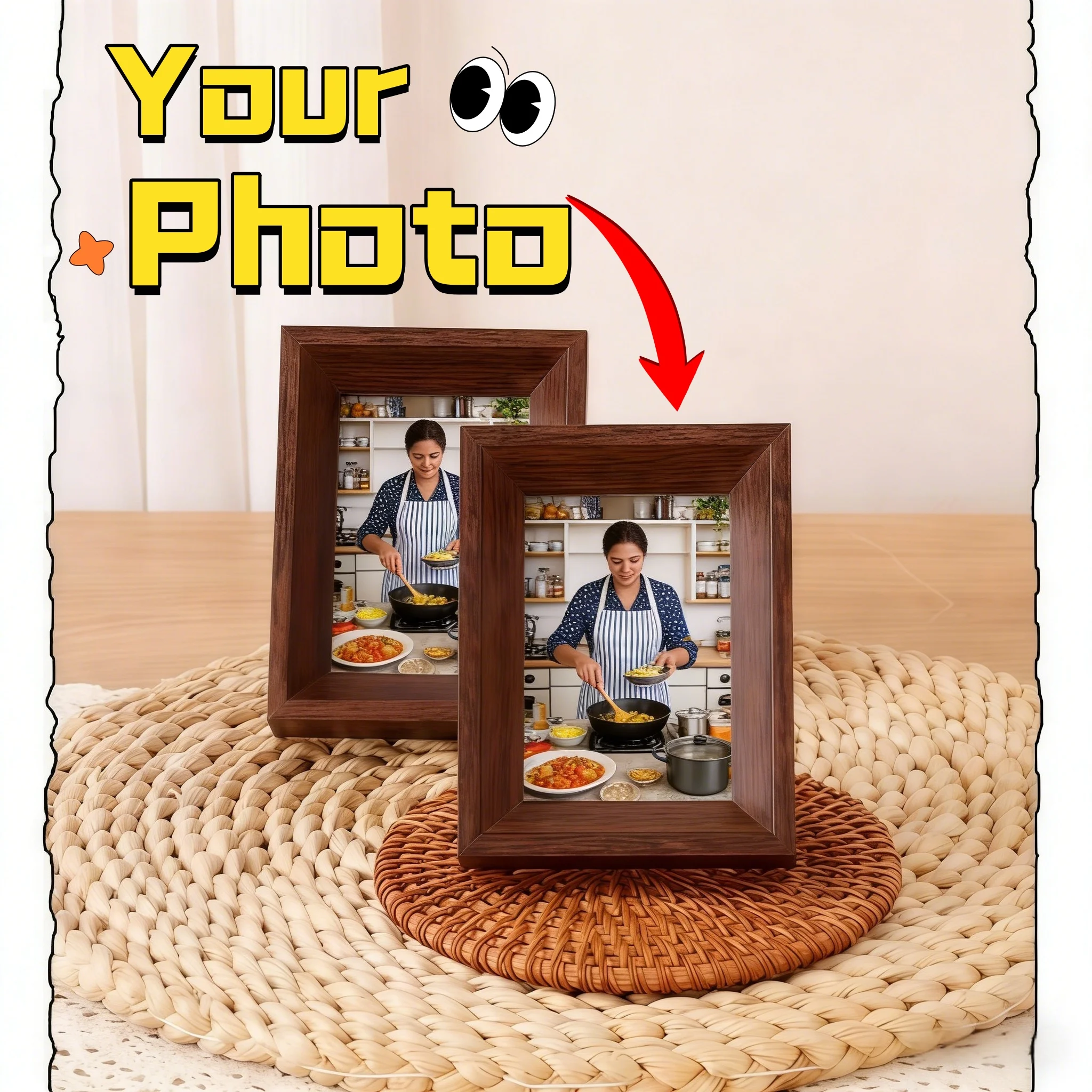 Custom Personalized Mini Photo Desktop Frame,  Stereoscopic Design Wooden Picture Frame, Freestanding Decor for Office Desk
