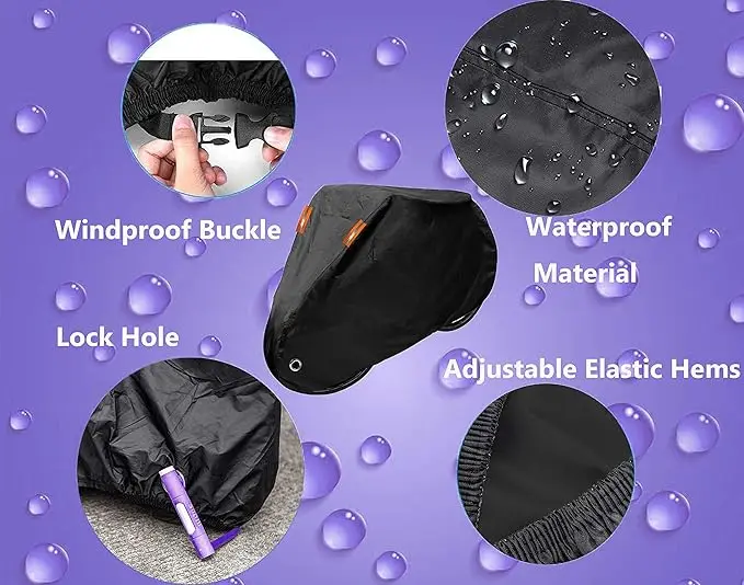 Bike Cover for 1,2 or 3 Bikes Waterproof Bicycle Cover Outdoor Bike Storage Covers XL XXL 190T Heavy Duty Rain Sun UV Wind Proof view 4