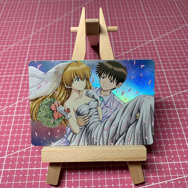 อะนิเมะเรื่องเทพธิดา DIY อะนิเมะการ์ดตั้งโต๊ะเกม Asuka Langley Soryu Ikari shinji ของเล่นสำหรับเด็กผู้ชายการ์ดสะสมของขวัญวันเกิด