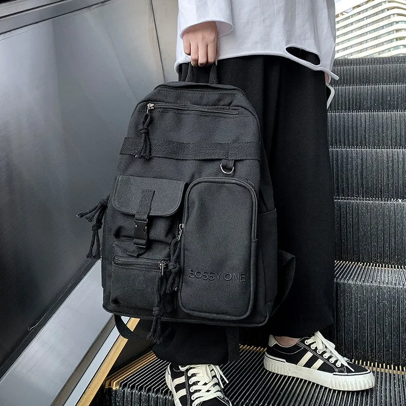 

New backpack Hong Kong Style Work Attire Style Street Trendy Cool Men And Women Student Backpack Large Gapacity Backpack