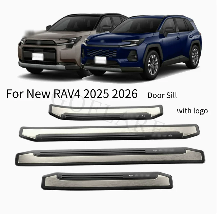 

Car Accessories For 2026 Toyota RAV4 Door Sill Protector Stainless Steel Scuff Plate Guard Anti-Scratch Kick Plate Cover Trim