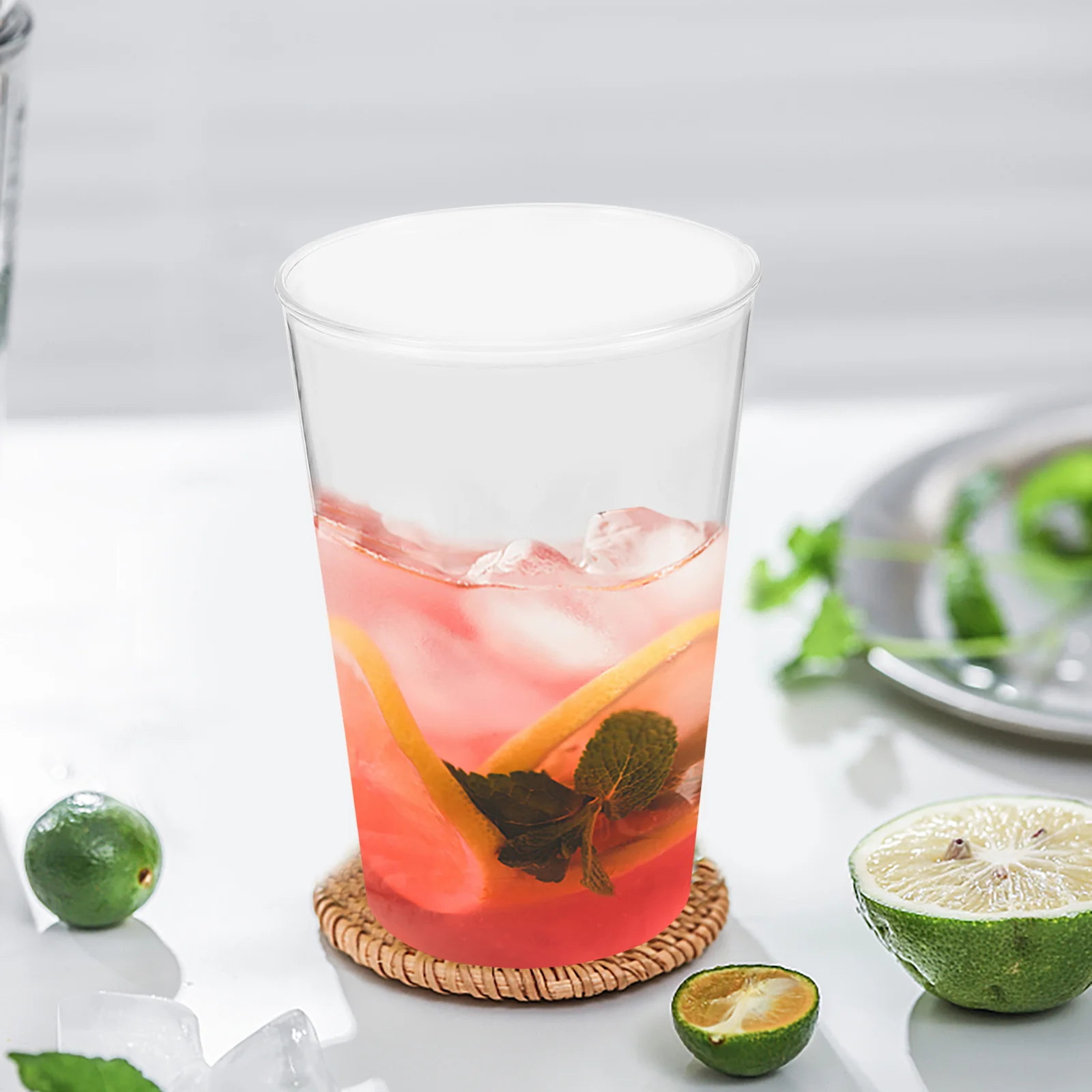 

50Pcs Party Cups Clear Plastic Reusable Hard Tumblers for Drinking Decorative Beverage Cups for Wedding Banquet Home Use