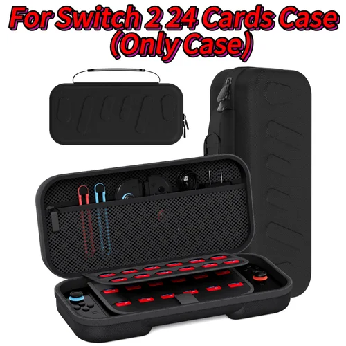 Funda Foe Switch 2, con 24 cartuchos de juegos, carcasa dura protectora, Estuche de transporte de viaje, bolsa para consola y accesorios, estuche wii