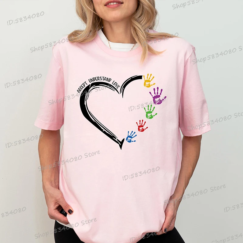 Accept Understand Love Autism Awareness T-shirt Autism Heart Design Mom Tees Special Education Teacher Gift Womens Autism Tshirt