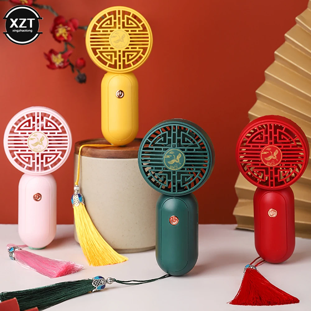 Portable Mini Handheld Fan Chinese Characteristic Element Fan Office Dormitory Desktop Fan Outdoors Travel Air Cooler Supplies