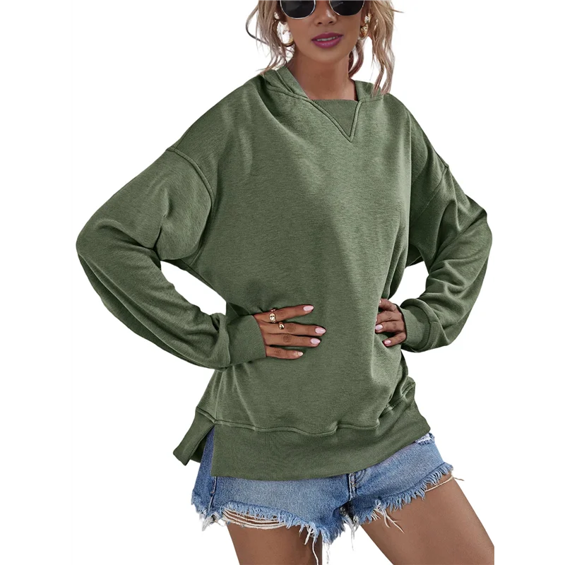 

Women Long Sleeve Pullover Sweatshirt Loose Fit Workout Tshirt Going Out Casual Hooded Blouse Top Green XL